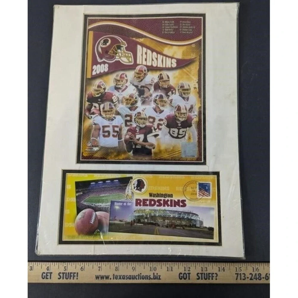 NFL 2008 Washington Redskins Envelope w/ Postage & Team 8 x 10 Photo Licensed‎